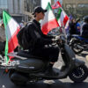 دختران موتورسوار در رزمایش جان‌فدا با حجاب و پوشش‌های متفاوت/ از موتورسواری با کلاه آفتابی تا بستن صورت به سبک انتفاضه فلسطین + تصاویر